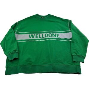 Welldone Green w/ Silver Reflective Spellout Crewneck Long Sleeve Sweatshirt OS